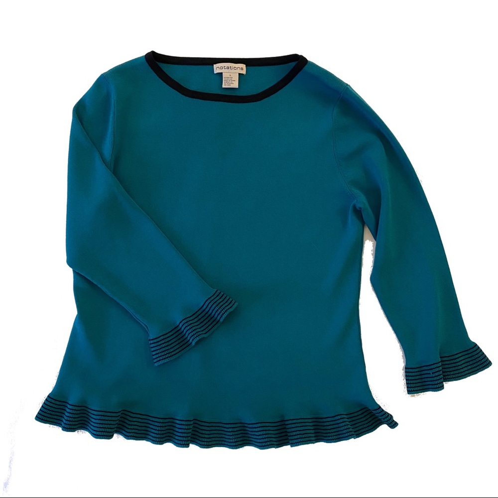 Knit Turquoise & Black Top size Large